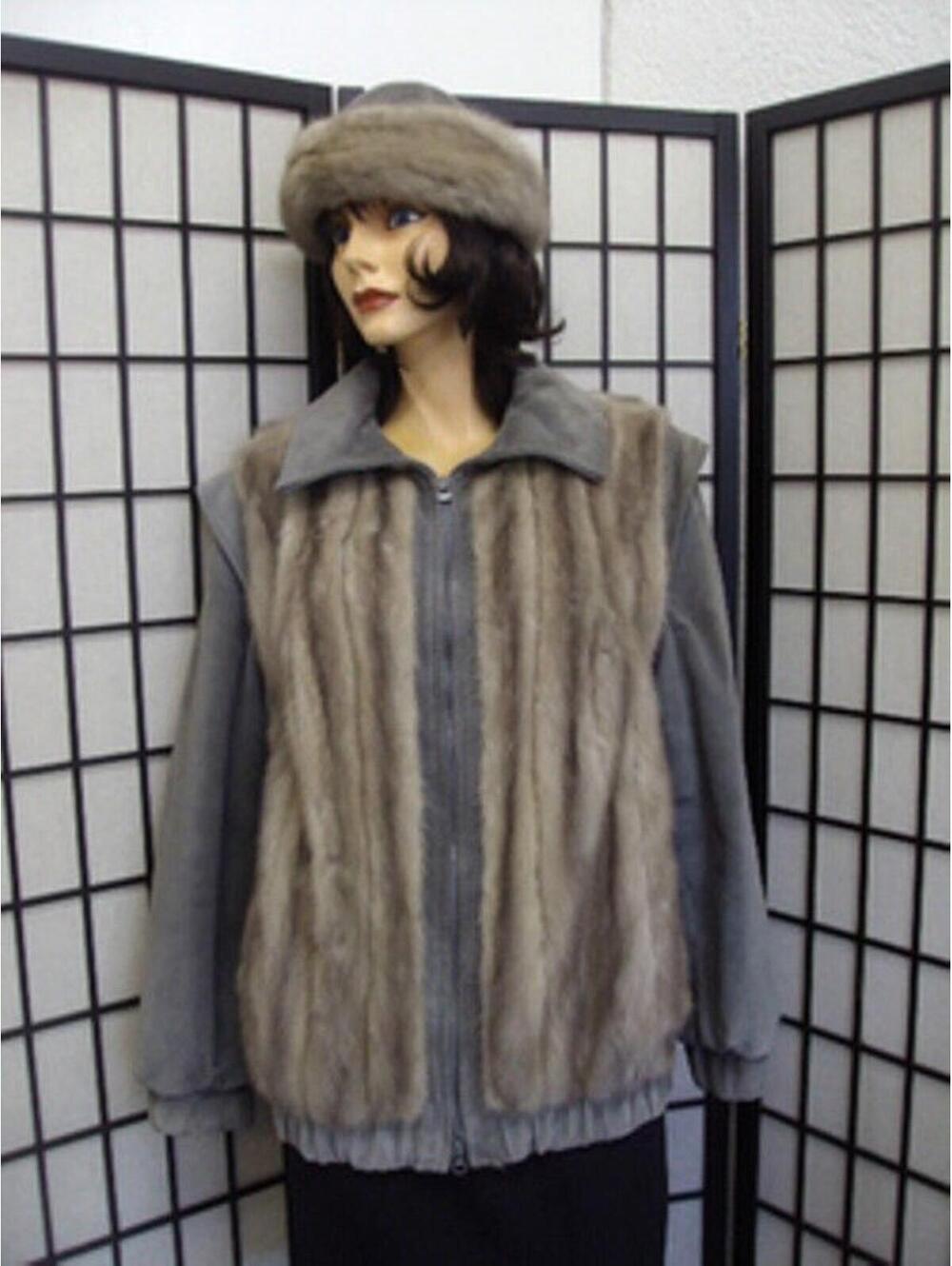 SCRAP ITEM: SAPPHIRE MINK FUR & SUEDE JACKET COAT ARTS & CRAFTS